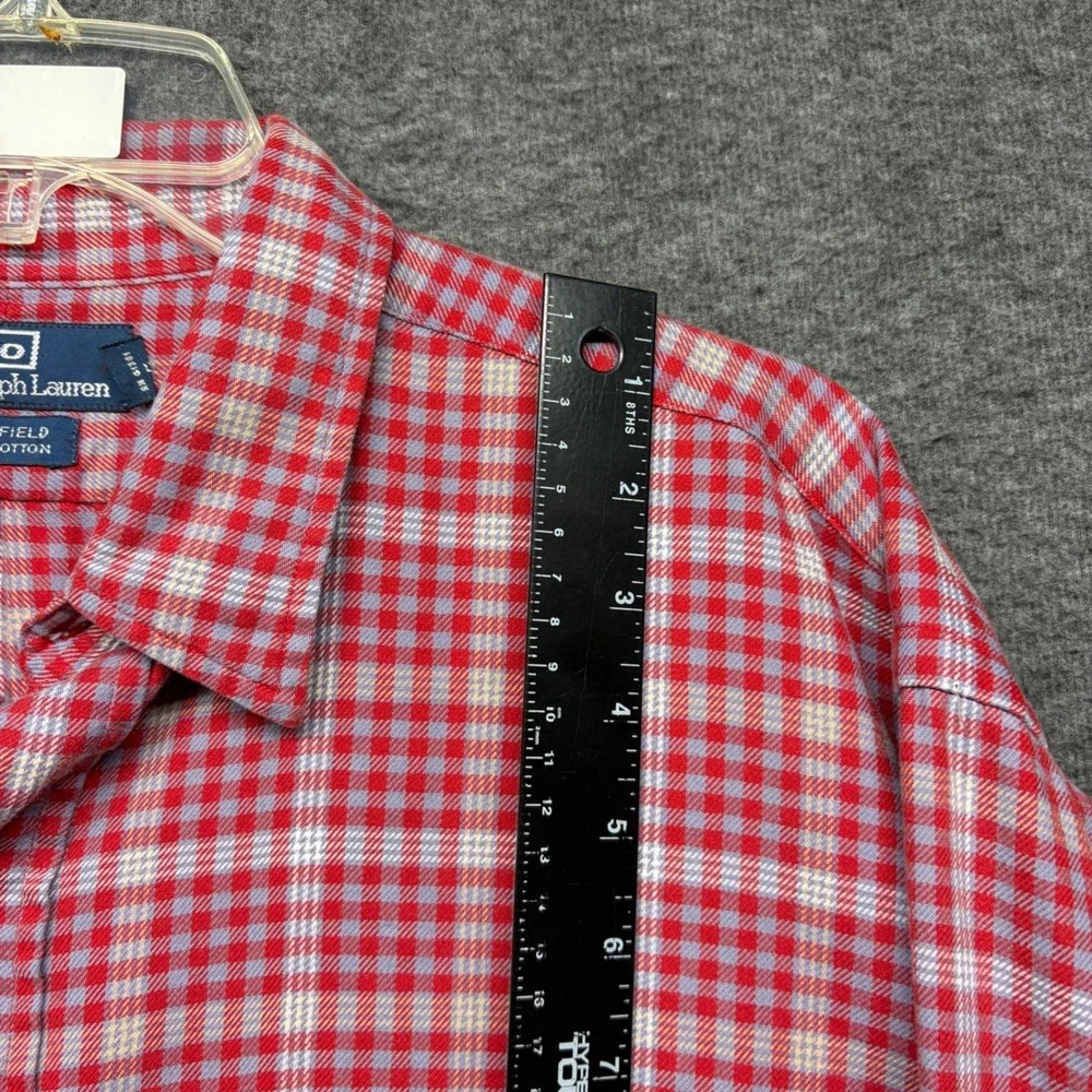 Polo Ralph Lauren Whitfield Mens XL Red Blue Plaid Cotton Flannel Button Shirt
